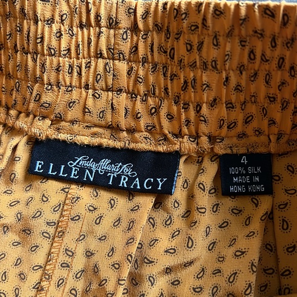 Vintage 80's Linda Allard for Ellen Tracy Silk Paperbag Waist Wide Leg Petite 4 - Picture 4 of 7